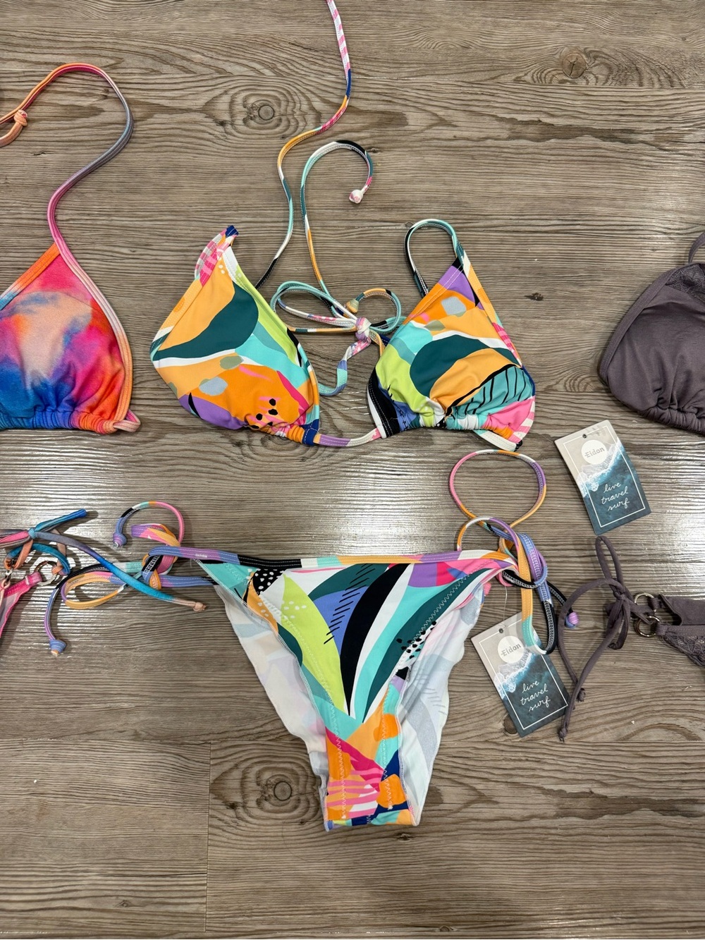 EIDON Colorful Tropical Print Bikini Set XS